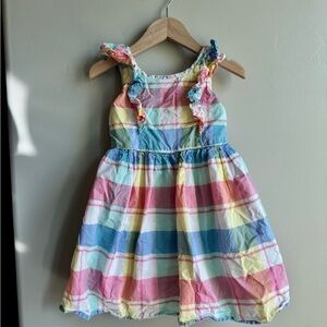 Tommy Bahama Rainbow Plaid Cotton summer coquettegirl Ruffle Sleevedress Size 4T